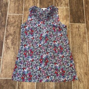 CAbi Liberty Print Sheer TANK TOP Small Ruffle S
